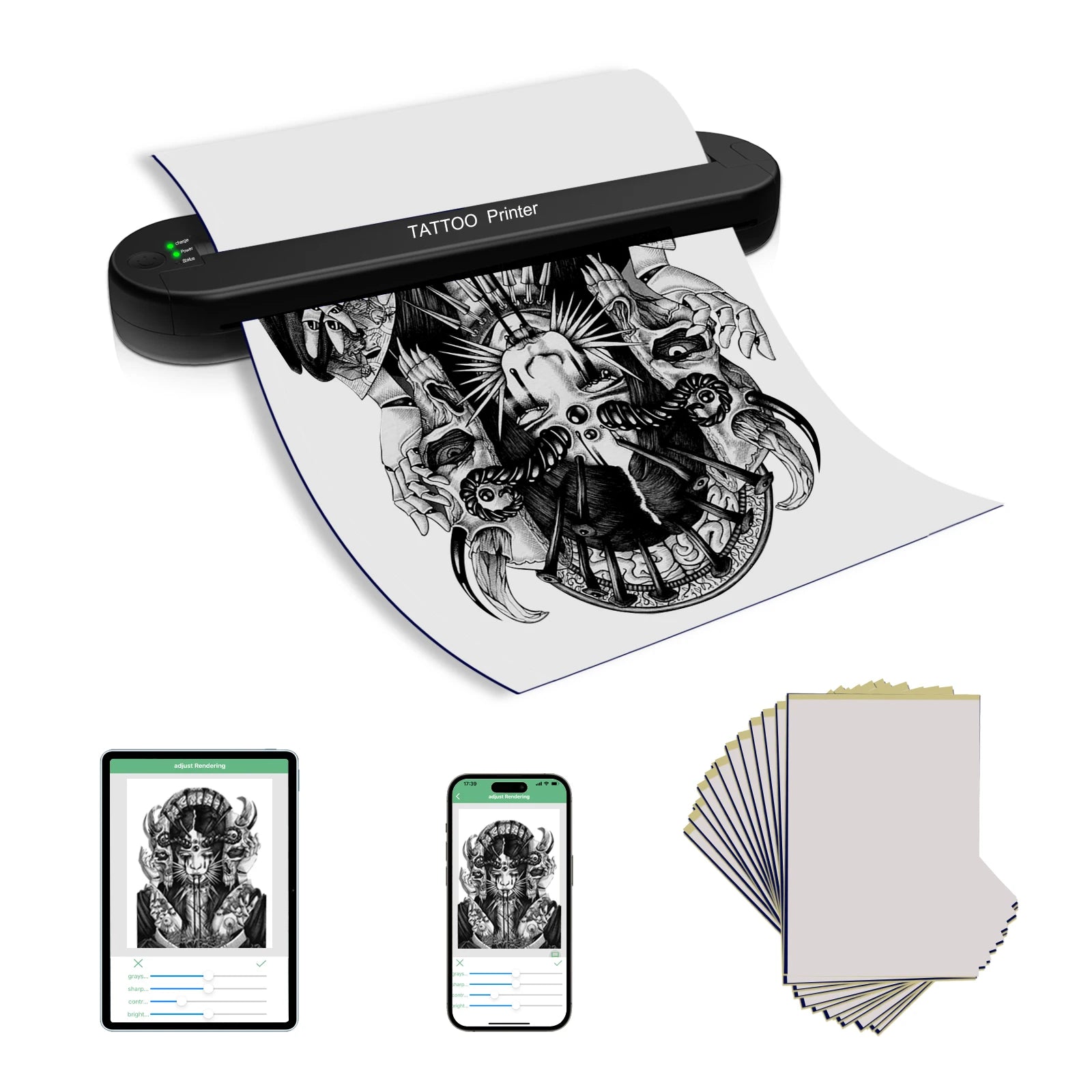 Yilong Ats886 Tattoo Printer Wireless Tattoo Stencil Printer Professional Thermal Transfer Bluetooth Portable Printer Copier