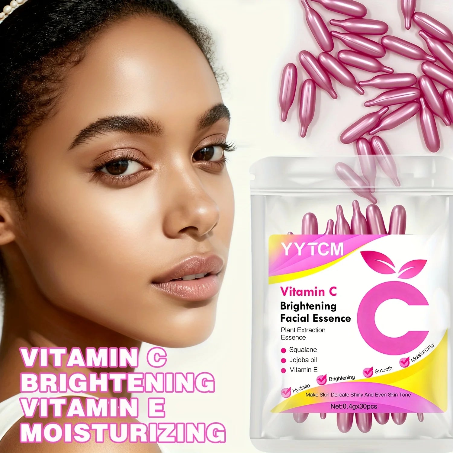 Vitamin C Brightening Capsule Essence | Squalane + Vitamin E | 30 Caps | Deep Hydration