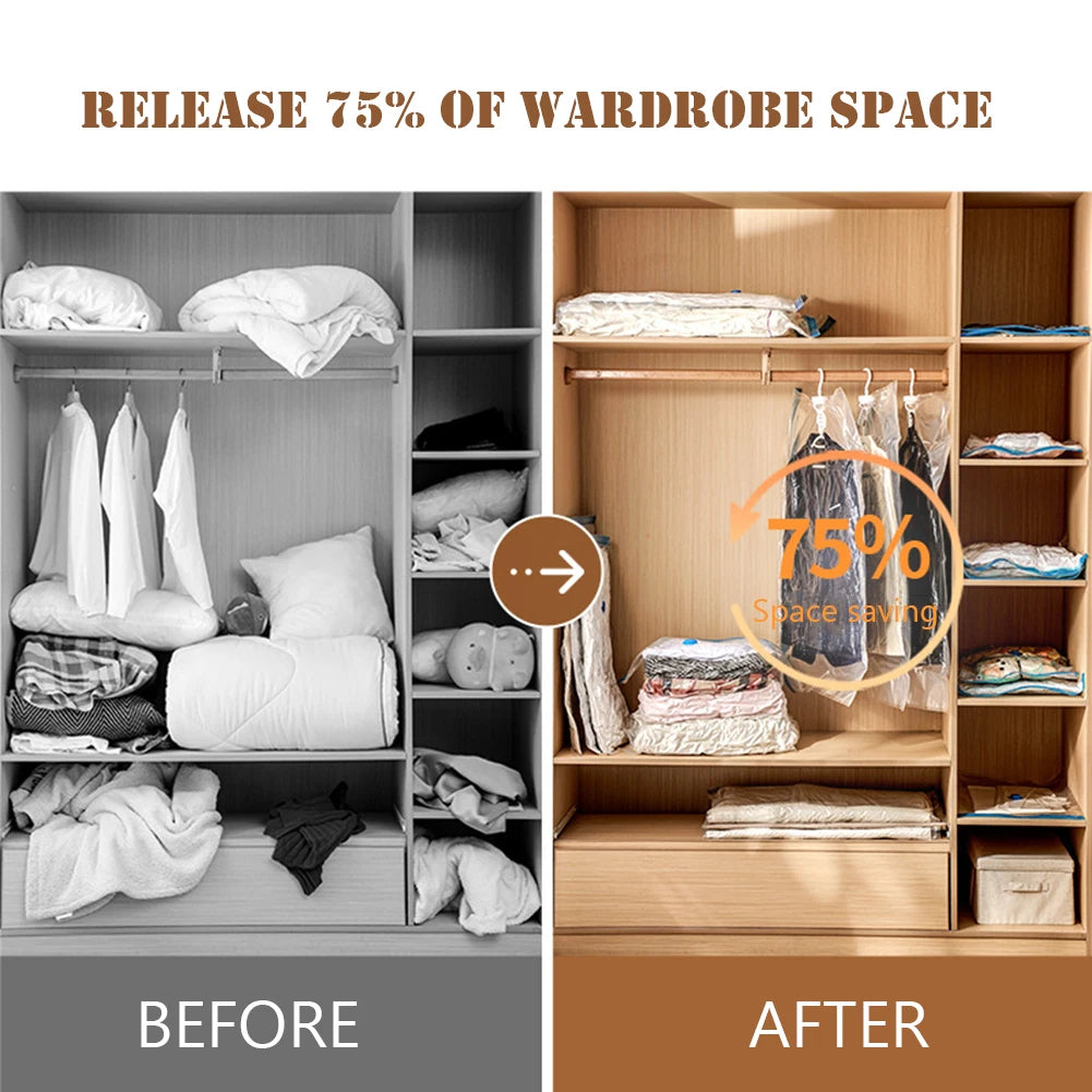 Folding Vacuum Storage Bags | Hand Pump Included | Blankets Clothes Pillows | Space Saving