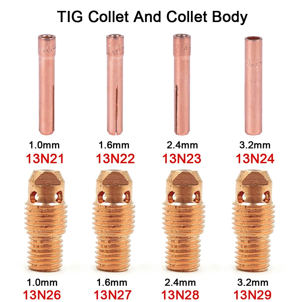 Argon Welding Torch Consumable Collet Body 1.0mm 1.6mm 2.0mm 2.4mm 3.2mm 4.0mm WP9 WP20 WP25 TIG Tungstens Electrodes Collet