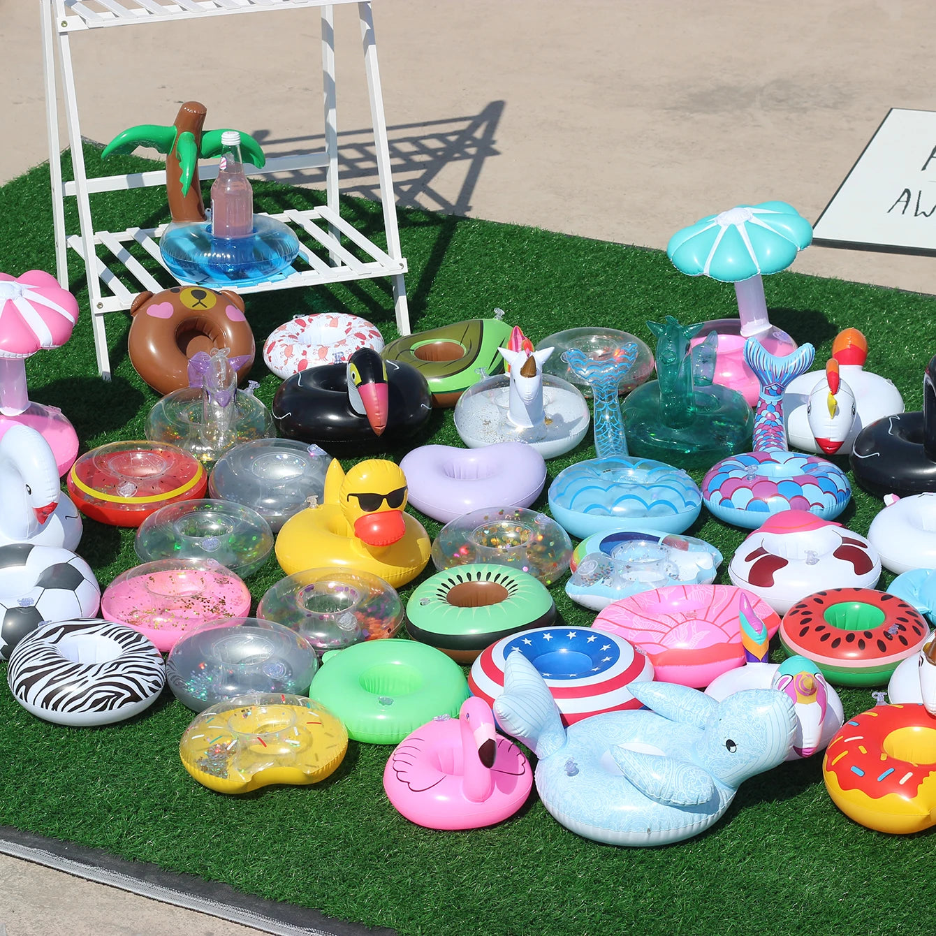 3/6/12PCS Floating Cup Holder Inflatable Swimming Pool Drink Cup Stand Cooler Table Party Supplies for Pool Beach Swimming