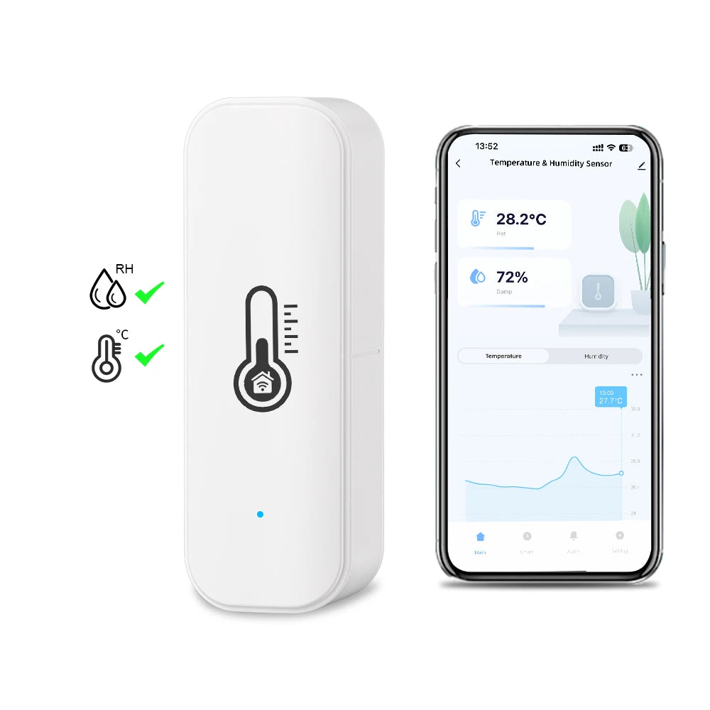 Tuya Zigbee or WiFi Temperature Humidity Sensor Home Connected Thermometer Compatible With Smart Life Alexa Google Assistant