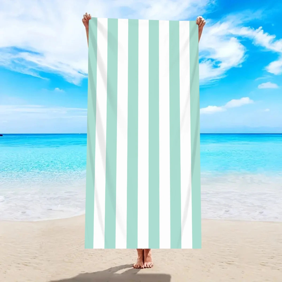 1pc Minimally Striped Beach Towel, Ultra-fine Fiber Quick Drying Absorbent Towel, Beach Swimming Vacation Beach Towel