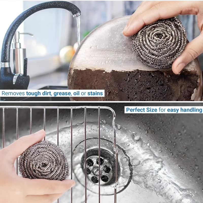20 Pack Steel Wool Scrubbers for Holiday Deep Cleaning - Grade 410 Stainless Steel, Won't Scratch Skin, for Grill & Oven