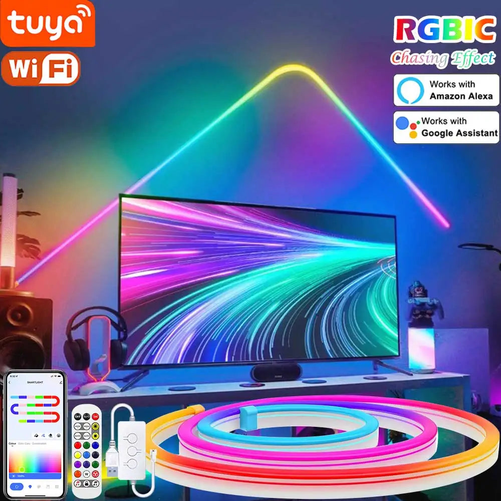 Tira Neon LED RGBIC Acosh Tuya | 5V 72LEDs/m | Silicona | Sincronización Musical | Dream Color | Habitación - Firu Total Sales