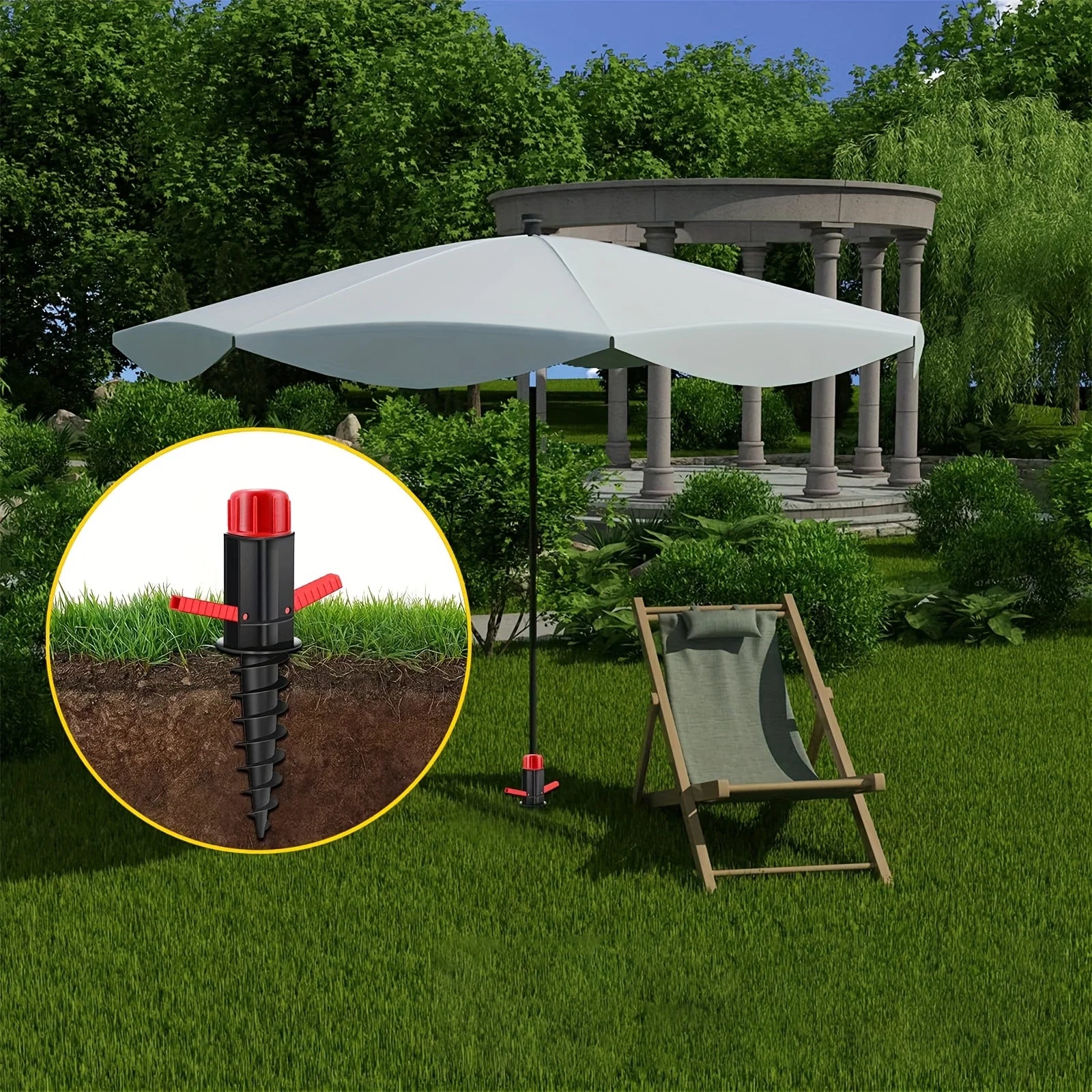 1pc Beach Umbrella Wind Anchor Holder | 360° Anti-Rotation Design | Suitable for 90% of Umbrellas | Universal for Beach Camping