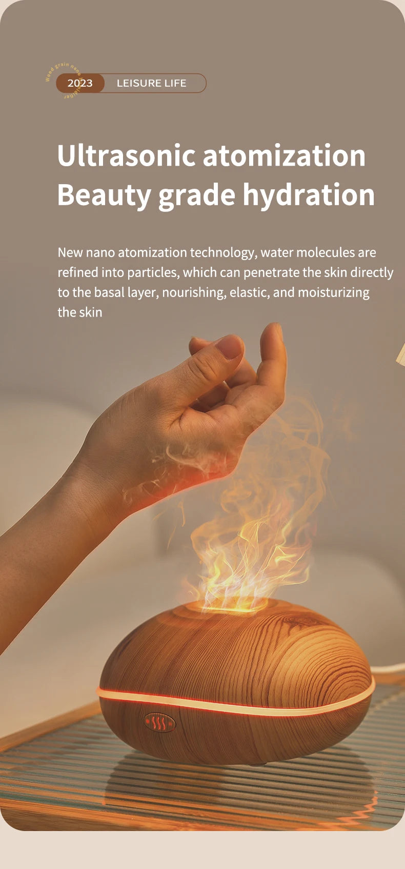 Aroma Humidifier flame Can Add Essential Oil Small AromaRelax Machine Air Humidifier Equipped with colorful lighting function