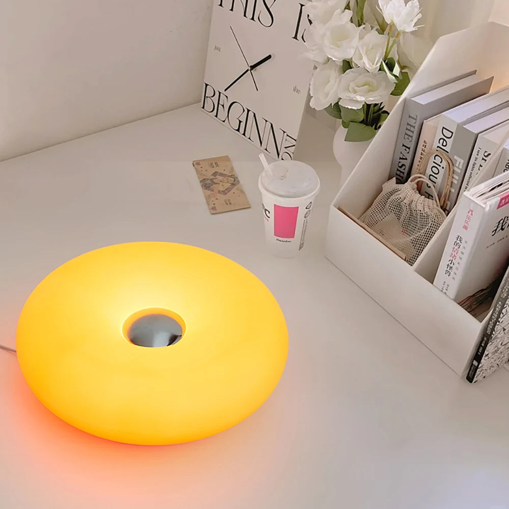 Bauhaus donut table lamp USB plug bedroom bedside decorative light living room dining room ambient light（Not glass）