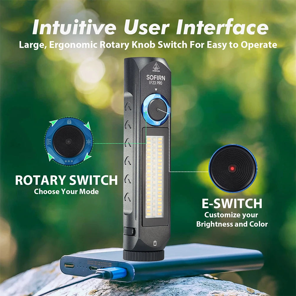 Sofirn IF23 Pro Linterna LED 5000lm | XHP70B | Luz RGB | 21700 | USB-C Recargable | Magnética | Camping y Pesca