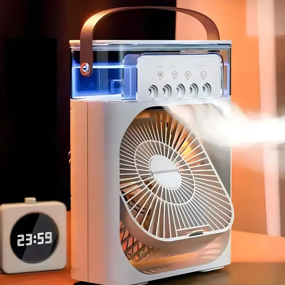 3 In 1 Portable Air Adjustment Humidifier Fan AIr Conditioner Household Small Air Cooler LED Night Lights Home Office Fans