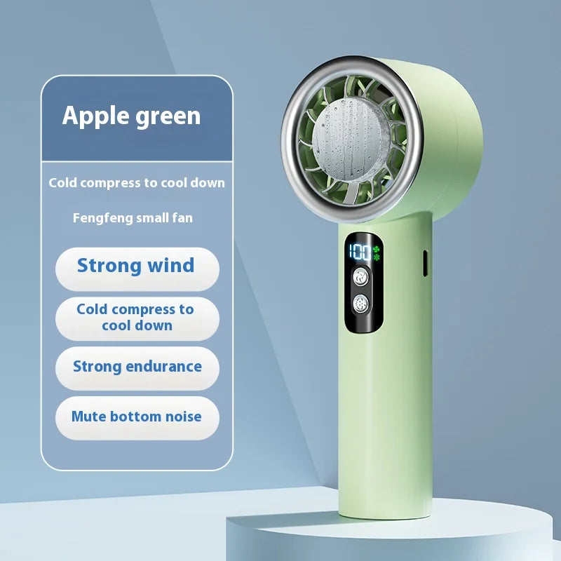 Summer Portable Ice Compress Handheld Turbo Fan 3 Wind Speeds Adjustable Mini Personal Fan Battery Operated Electric Fan