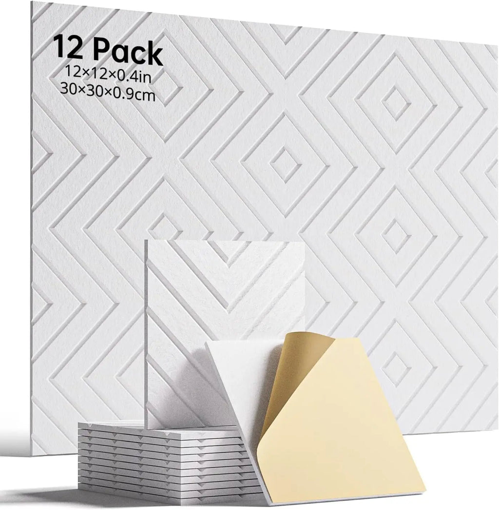 12 Pack Self-Adhesive Acoustic Foam Panels, 12x12x0.4 Inch Soundproof Wall Panels for Home Office