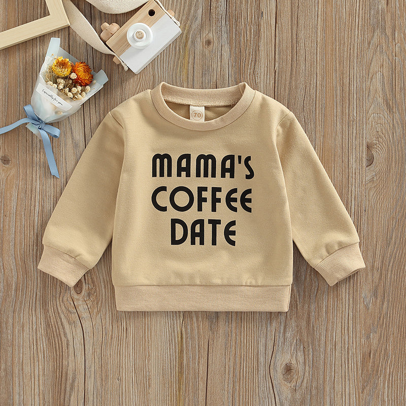 Baby Sweatshirt Letter Print Design Long Sleeve Round Neck Cute Breathable Pullover Tops