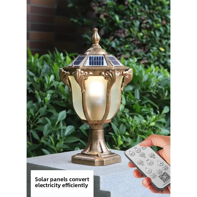 Lámpara Solar Pilar Exterior OUFULA | Doble Uso | Impermeable | Estilo Europeo Villa - Firu Total Sales