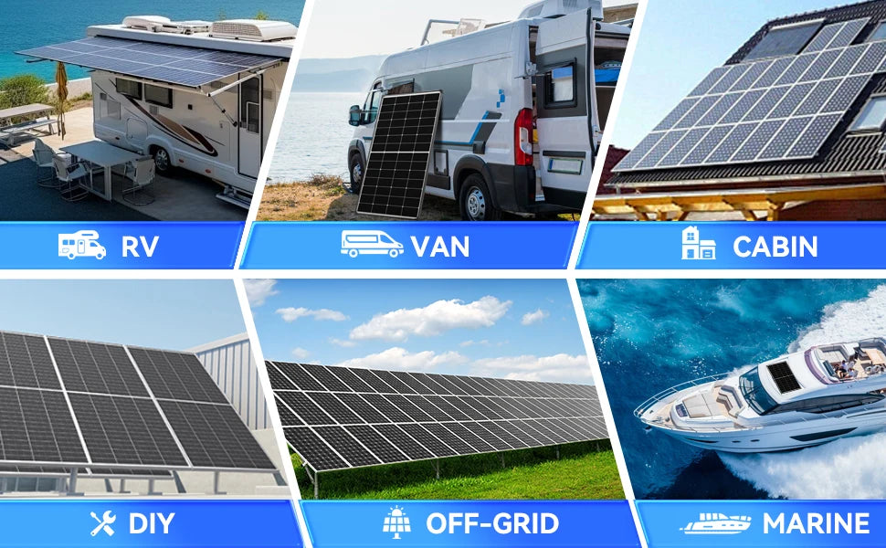 Rvpozwer 300 W Solar Panel 10BB N-Type 25% High Efficiency Monocrystalline for RV Home Rooftop Power Station Off Grid Systems