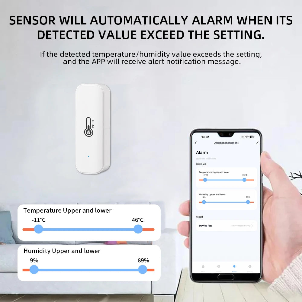 Tuya Zigbee or WiFi Temperature Humidity Sensor Home Connected Thermometer Compatible With Smart Life Alexa Google Assistant