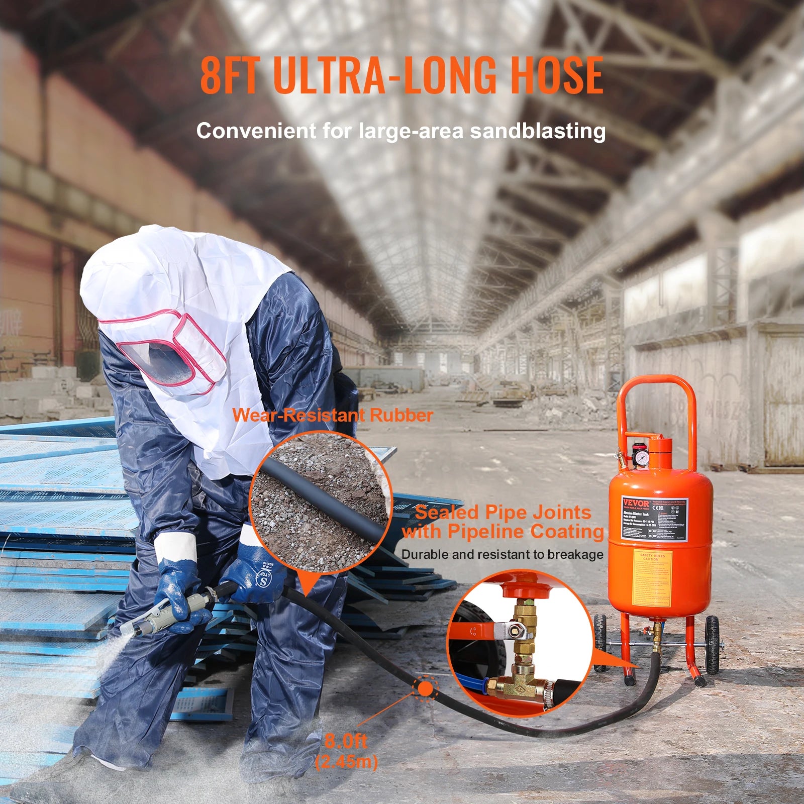 SucceBuy 5/10/20 Gallon Sand Blaster 60-110 PSI Portable Air Sandblaster Kit w/ Oil-Water Separator for Paint Stain Rust Removal