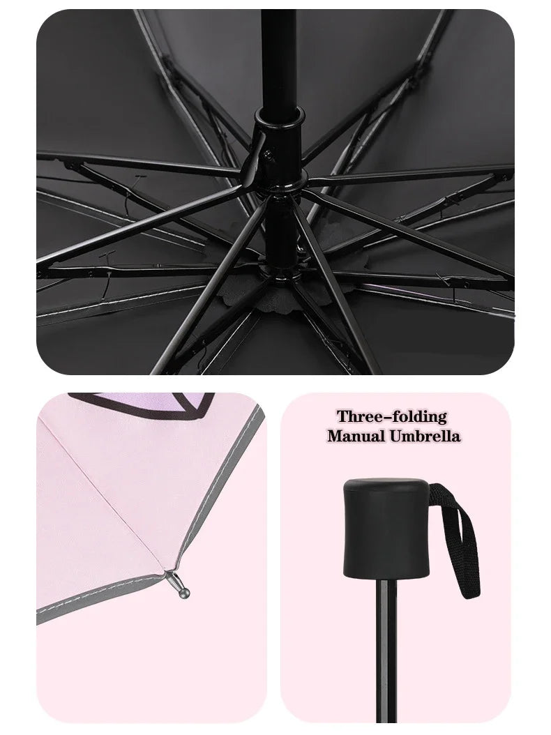 Automatic Umbrella Pink Unicorn Princess Crown Umbrella,Windproof Folding Umbrellas,Reflective Stripe Design Umbrella，No Rebound