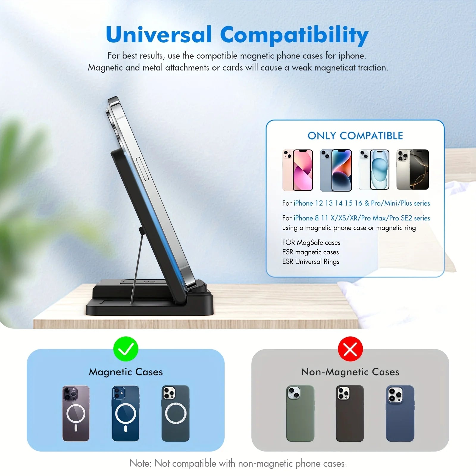 3-in-1 Magnetic Wireless Charger Stand 15W | iPhone + Apple Watch + AirPods Dock