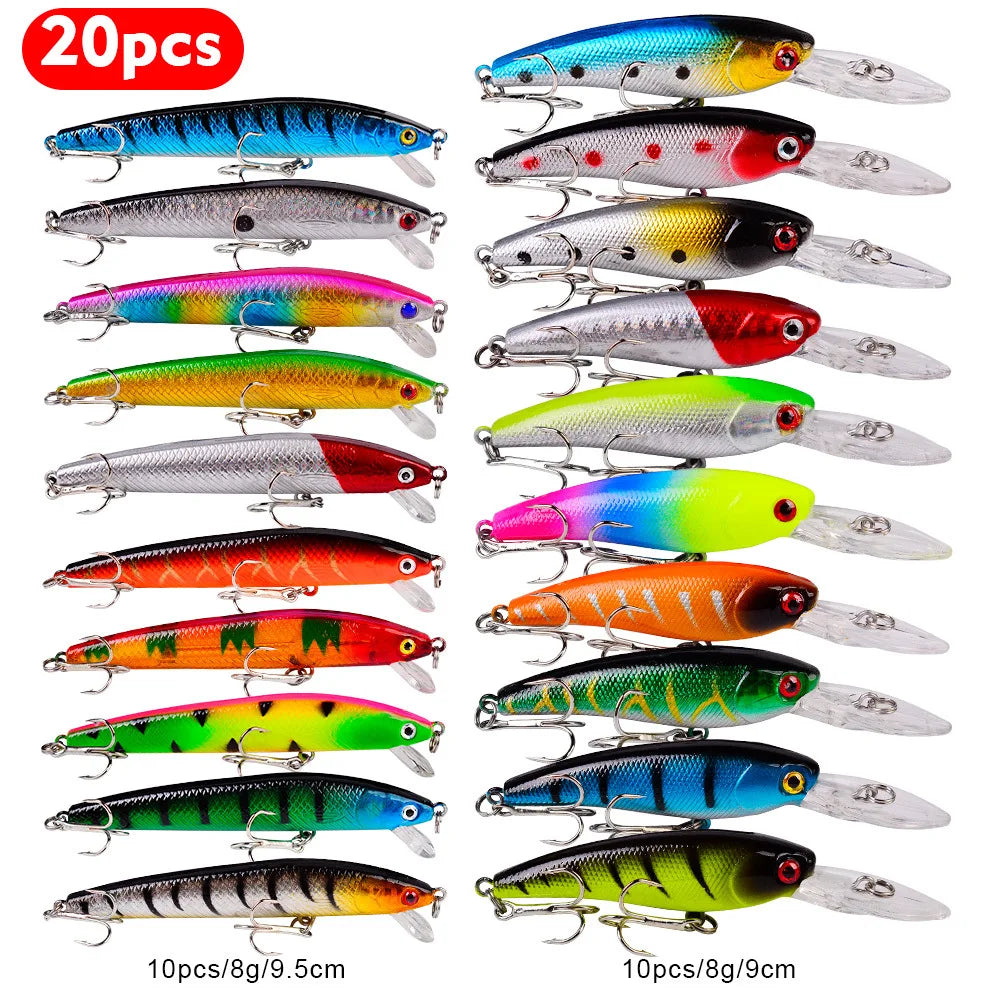 Set Múltiple Señuelos Ruia | Minnow Biónico | Crankbait Hundimiento | Bass | Wobbler con Anzuelos Triples - Firu Total Sales