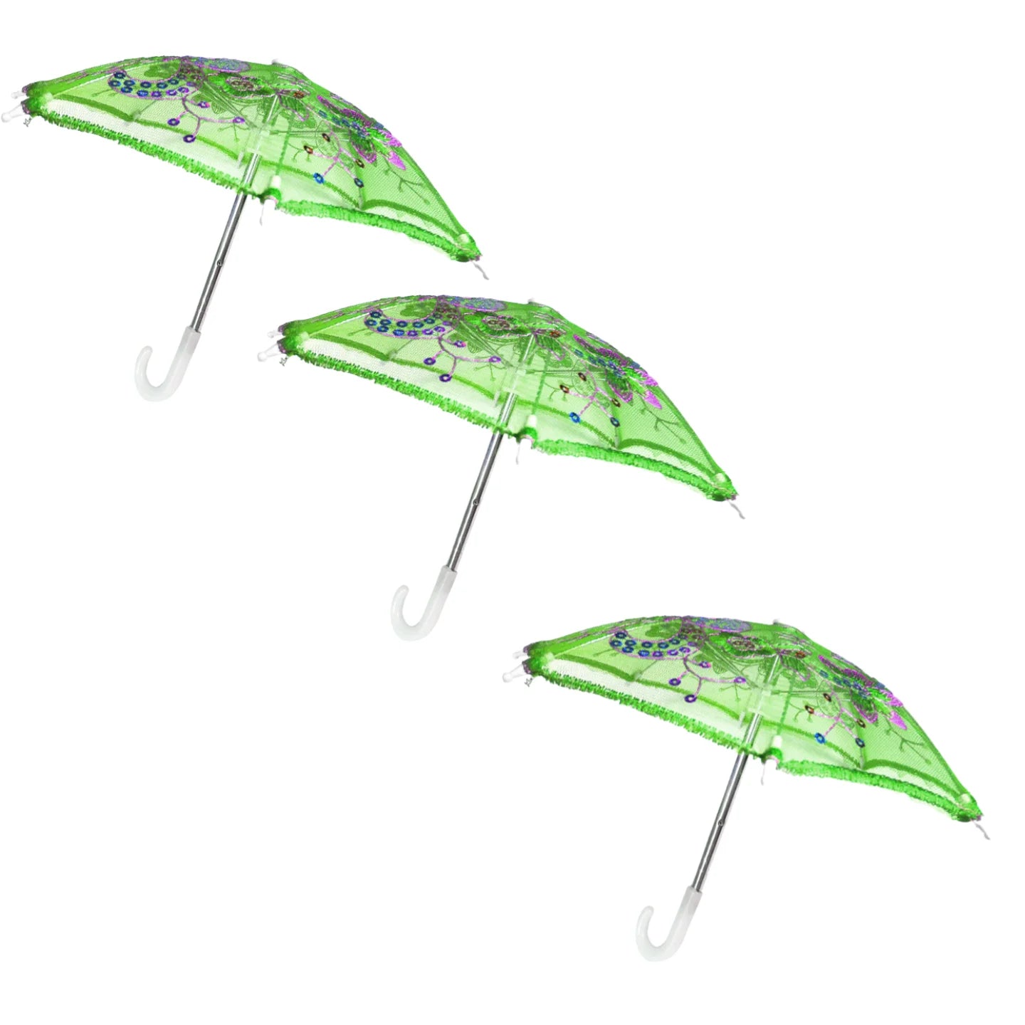 3 Pieces  Mini Lace Umbrella for Decor  Handmade Designer Embroidery Parasols Multicolored Vintage Boho Shining Umbrellas