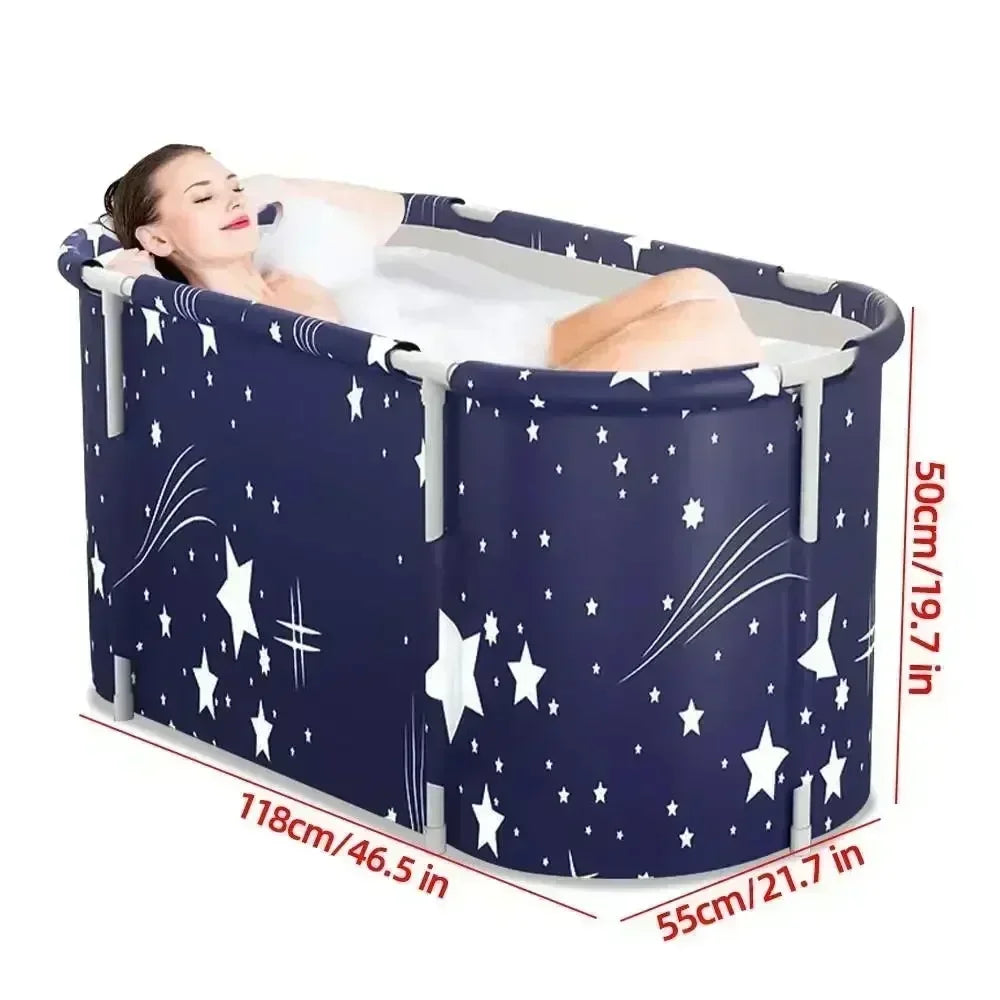 Folding Bath Tub Household Thickened Insulated Bathtub Portable Round Enlarged Bathing Bucket Foldable Adult Bathroom SPA Bucket
