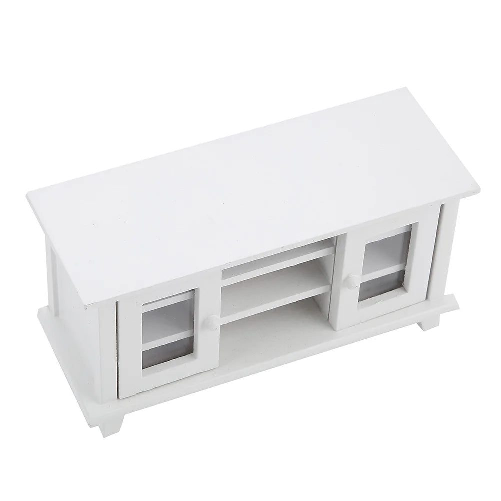 1/12 Scale Dollhouse Storage TV Cabinet Model Miniature Mini Wooden Furniture Children Gift