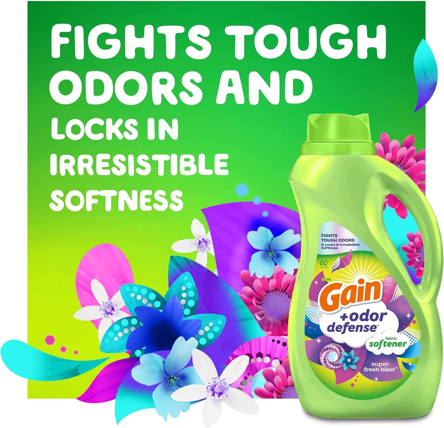 Super Fresh Blast Scent Liquid Fabric Softener, 140 FL OZ for 190 Loads, 2-in-1 Freshness and Odor Protection
