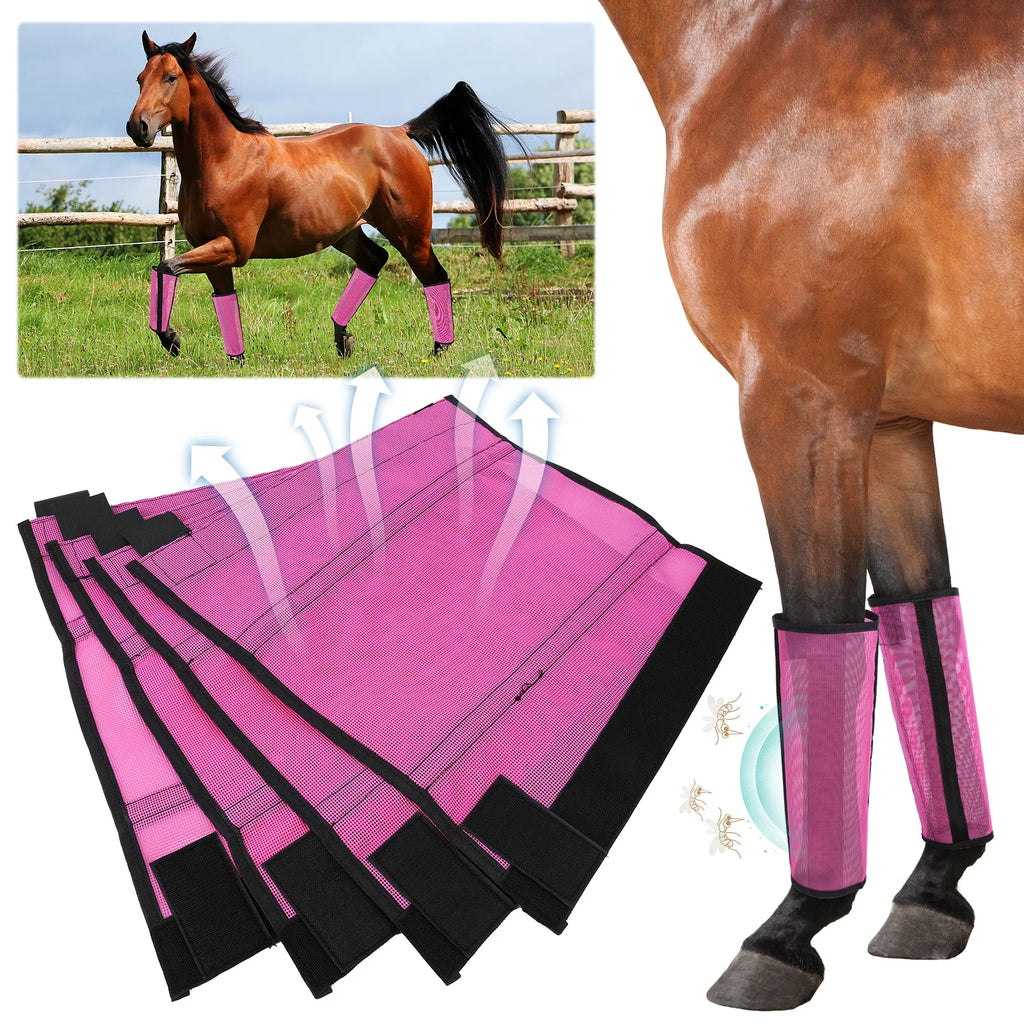 4pcs Botas Antimoscas para Patas de Caballo | Malla Transpirable | Protección 🐎