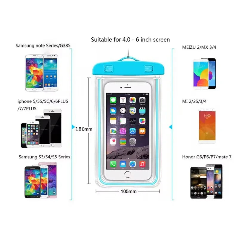Funda Impermeable para Celular 6 Pulgadas - Bolsa Seca para Playa, Piscina y Deportes Acuáticos