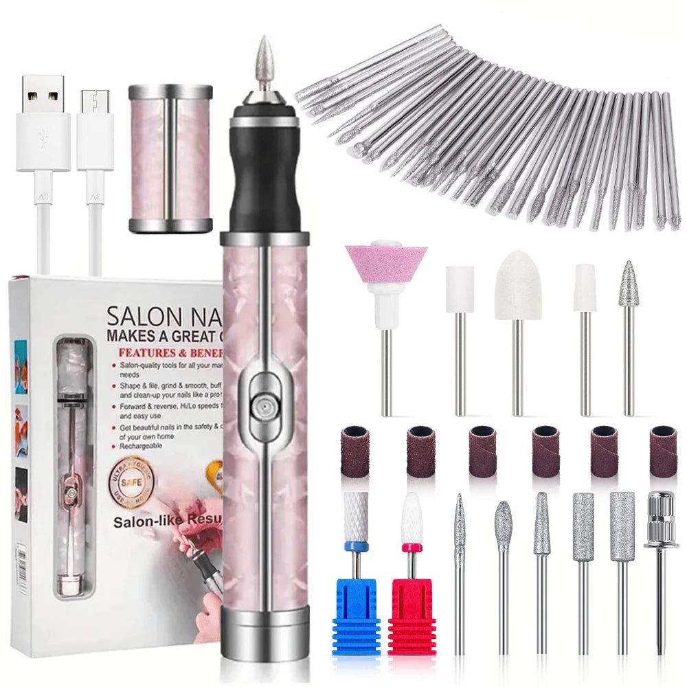 Torno Eléctrico para Uñas Portátil | 4 Velocidades | Kit Manicure y Pedicure Profesional 💅 - Firu Total Sales
