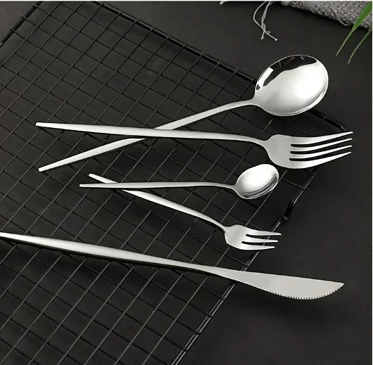 60pcs Stainless Steel - Luxe Golden Cutlery Set, Mirror Polished, Dishwasher Safe, Includes Knives, Forks & Spoons in Gift Box,