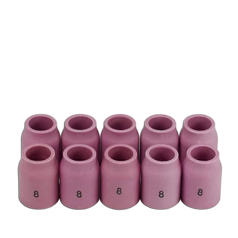 10 Sets TIG Gas Lens Aluminum Nozzle Ceramic Cup 53N61S 8# 1/2" 12.5mm for TIG Welding Flashlight Compatible with 9 17 18 20 25
