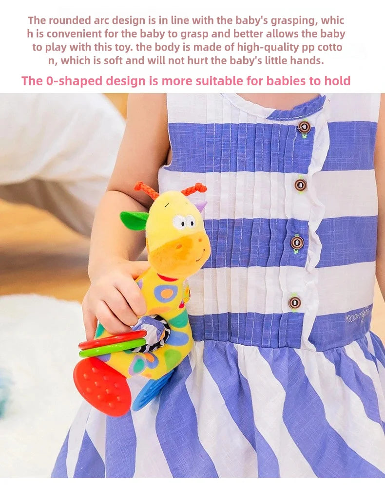 Giraffe Plush Teether Rattle — Soft Stuffed Sensory Toy | Newborn Gift