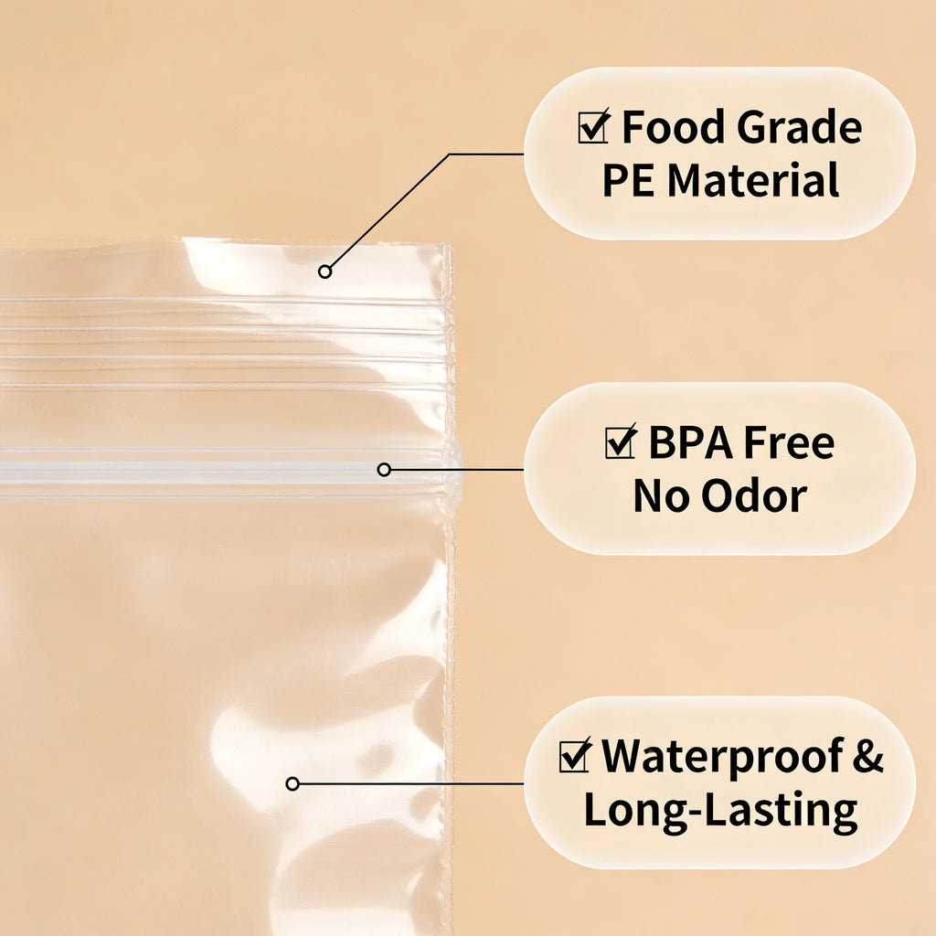 3 Size Reusable Storage Bags Transparent Leak Proof Freezer Bags Airtight Seal for Food Fruit Veggie Storage