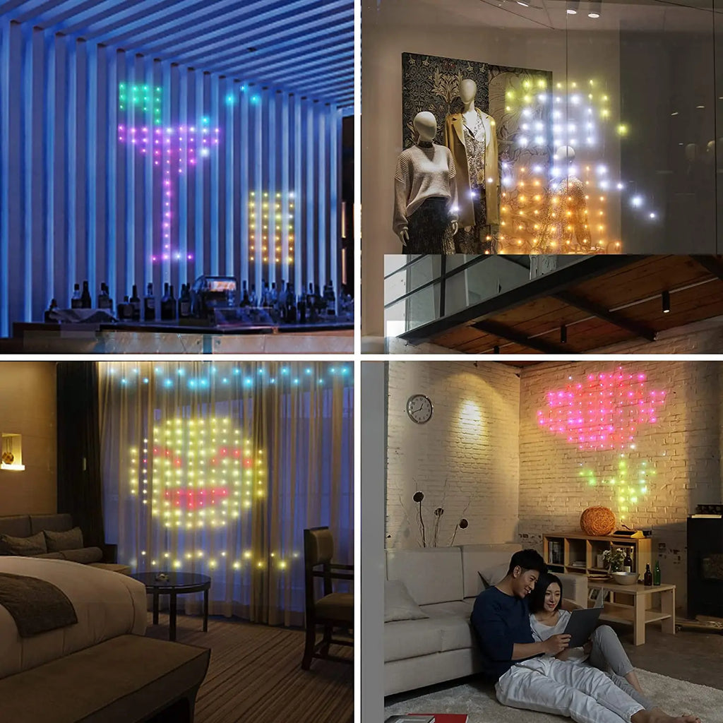 Smart Curtain Lights, 9.8 X 9.8Ft LED Curtain Lights, 400LEDs RGB Color Changing APP Programmable DIY Music-Sync String Lights F - Firu Total Sales