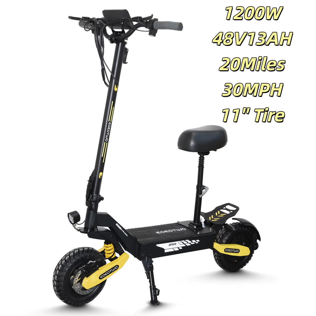 Scooter Eléctrico Off-Road 1200W 48V | 30MPH | Llanta 11" Sin Cámara | Plegable 🛥️