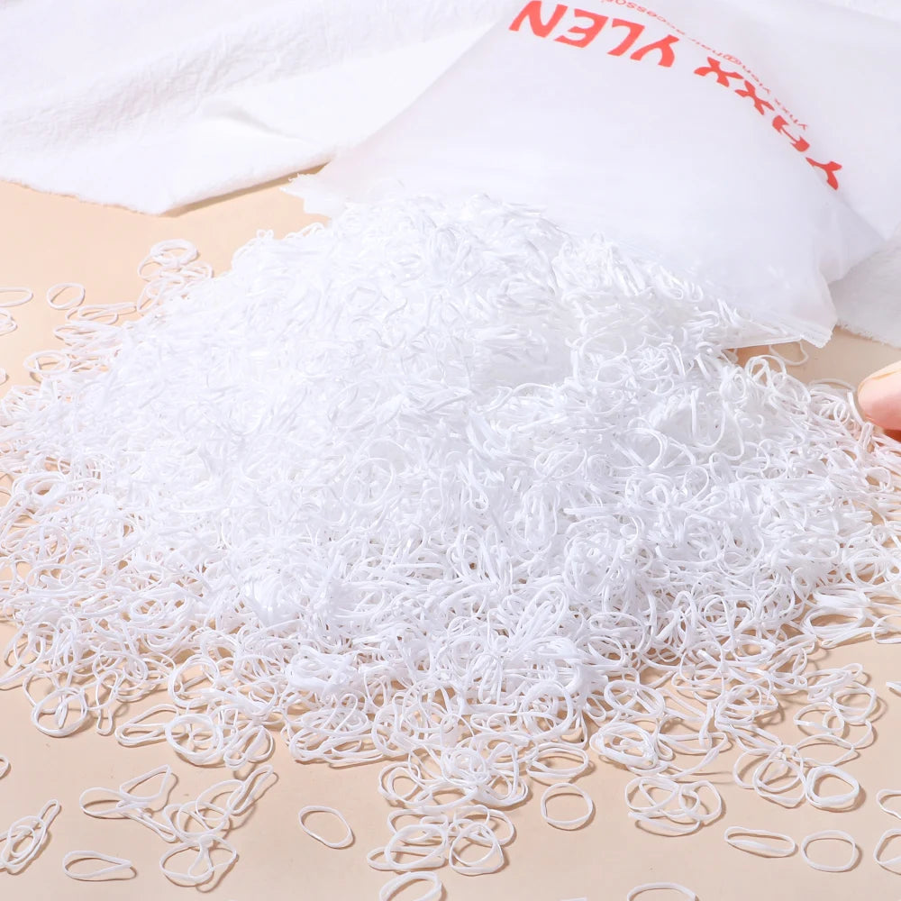 500pcs Ligas de Cabello Coloridas para Niñas | Desechables | Coleta y Diadema 🌈
