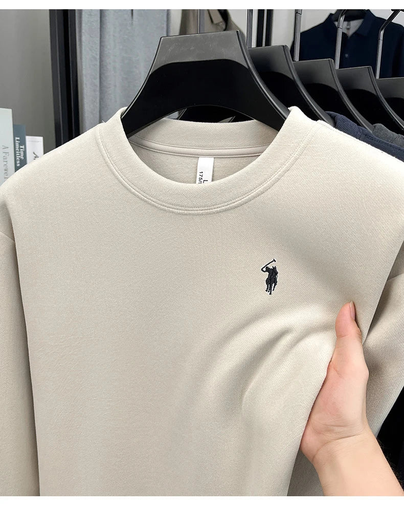 Sudadera de Lujo Manga Larga con Bordado de Pony | Casual Cuello Redondo Hombre 👔