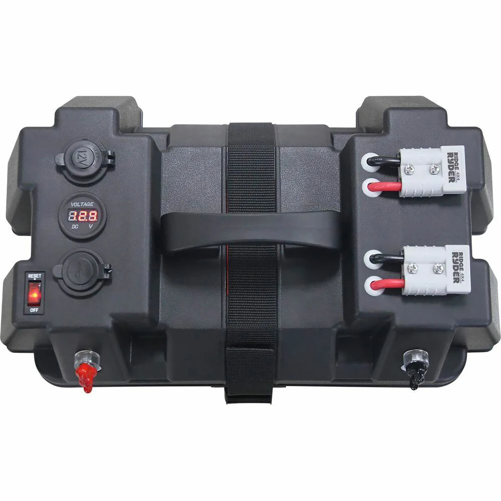 12-24V Marine Battery Box with USB Charger & Voltmeter – Portable Power Supply for Boat, Car, RV, Outdoor