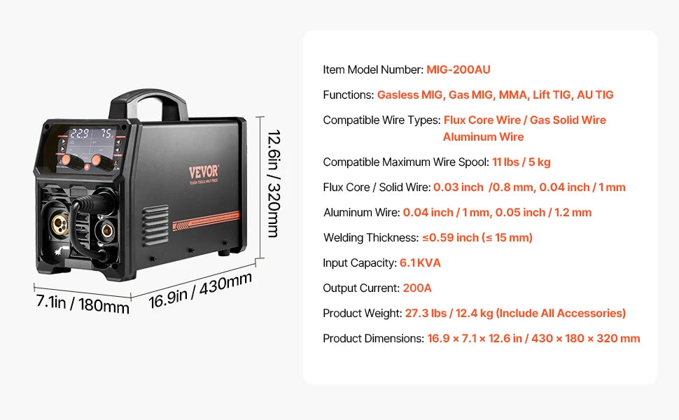 Soldadora MIG 5 en 1 SucceBuy 200A | MIG/Flux/Stick/TIG | Pantalla LCD 🔧