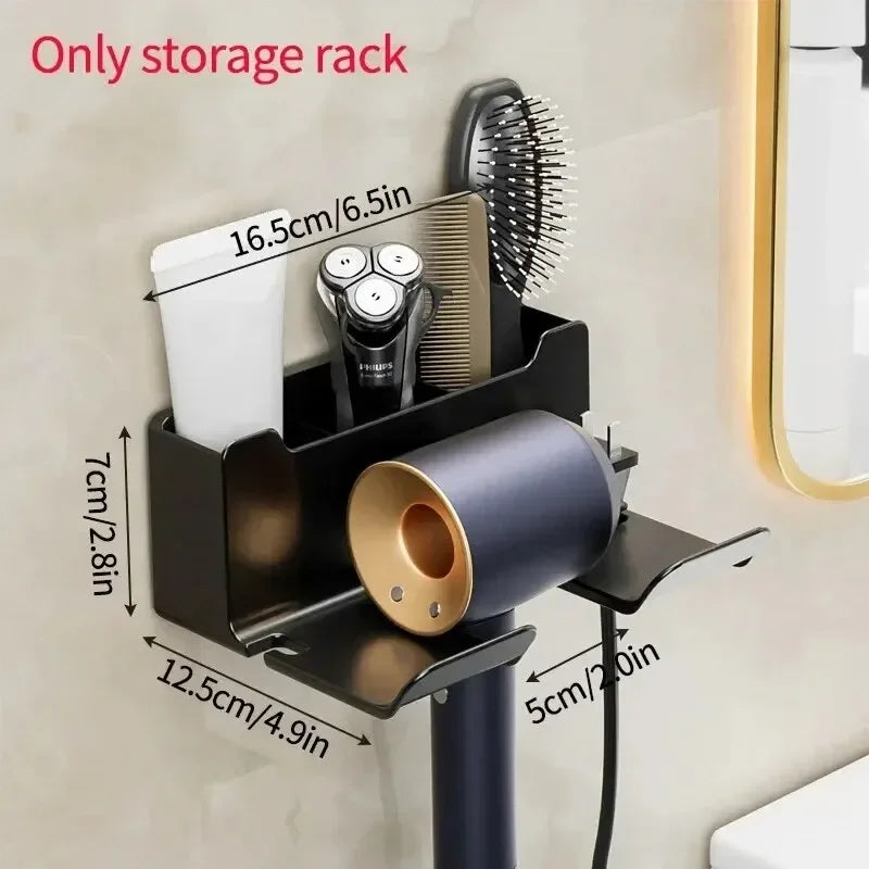 Hair Dryer Holder Wall Mount — Straightener Stand + Bathroom Organizer