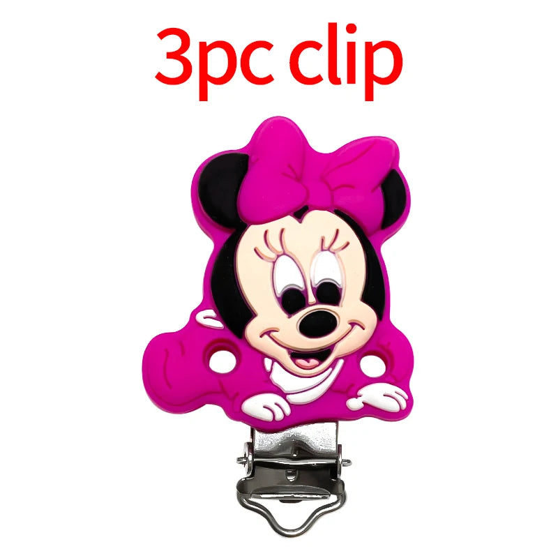 1/3/10pcs Silicone Mickey Teething Beads Food Grade Cartoon Shape Baby Teethers Toys DIY Pacifier Clips Chain Accessories