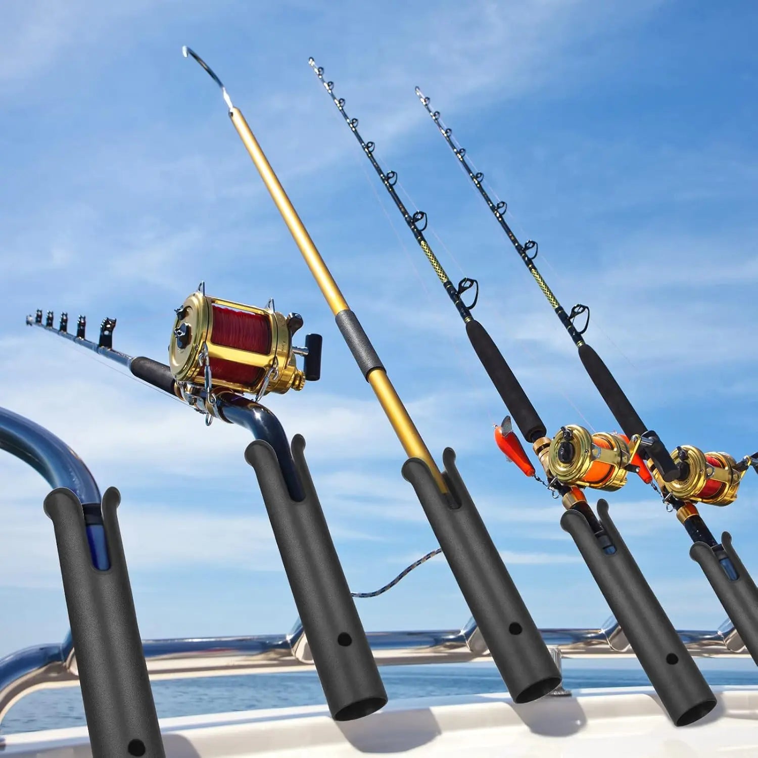 6 Pcs Portable Fishing Rod Holder Bracket with Screws for Boat Kayak Cooler Trailer, Black