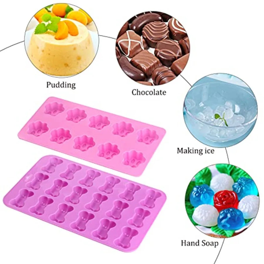 Molde de Silicona Pata y Hueso de Perro | Jelly, Chocolate y Snacks para Mascotas 🐾
