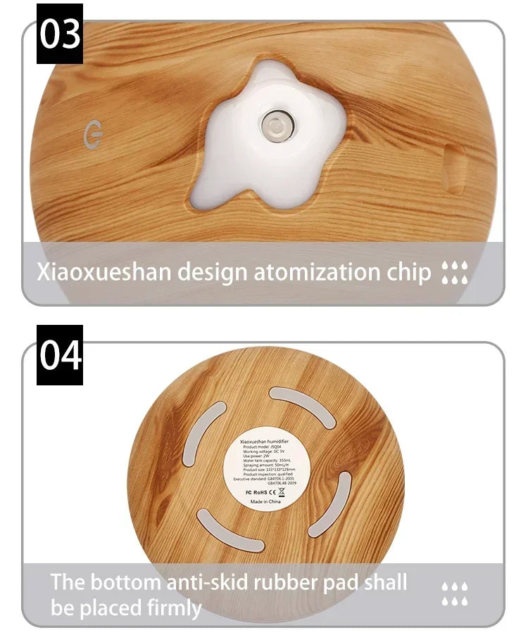 Difusor Aromaterapia 350ml Veta de Madera | Control Remoto | LED 7 Colores 🌿
