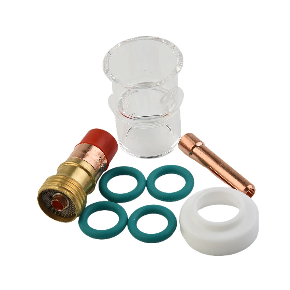 8Pcs/Set TIG Welding Consumables Stubby Gas Lens TIG #12 Glass Cup Collets Body Tips For WP17 WP18 WP26 Hand Tool