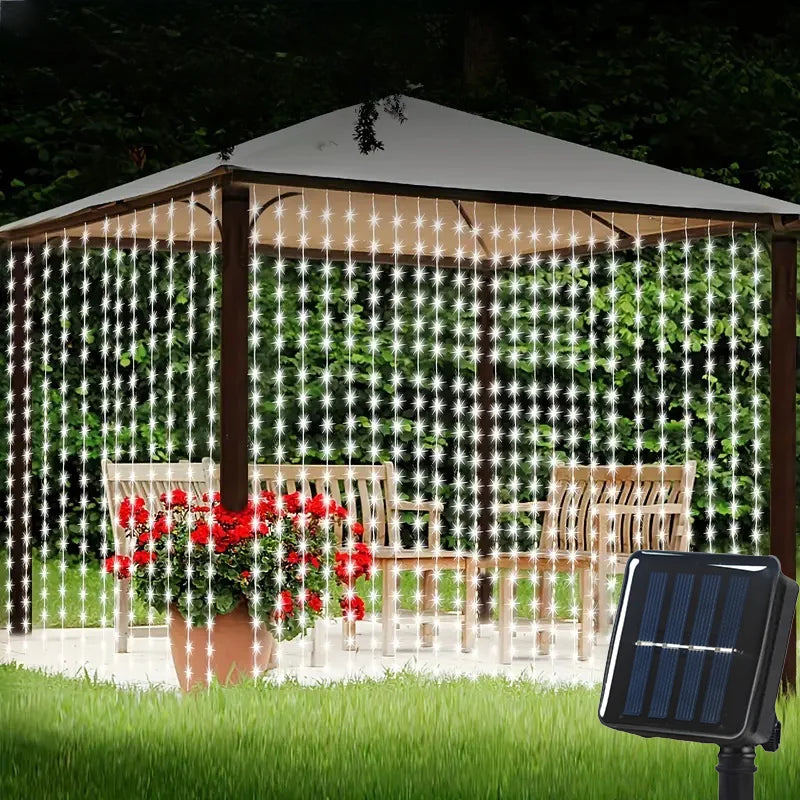 Luces Solares Cortina LED 8 Modos | Bodas, Jardín y Decoración Interior | IP55 - Firu Total Sales