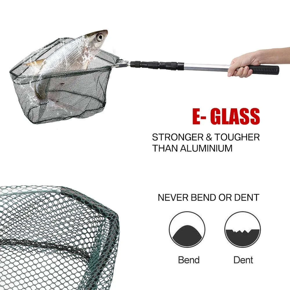 Extendable Folding Fishing Landing Net 55‑190cm Aluminum Alloy Mesh Safe Fish Catching & Releasing