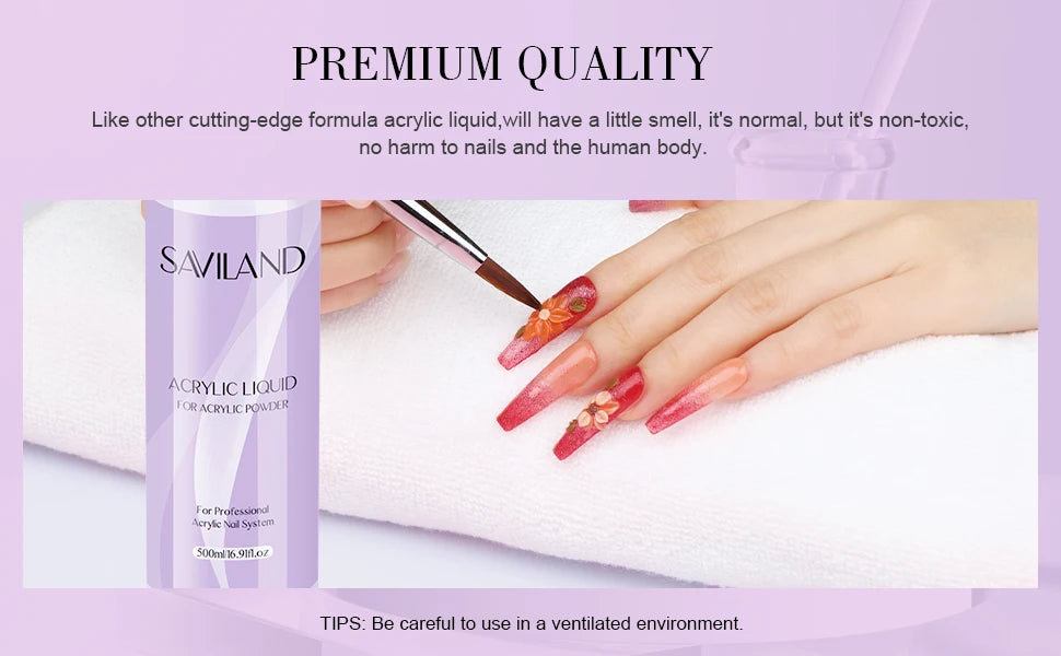 Saviland Monomer Acrylic Nail Liquid 180/500ml Large Capacity Professional Acrylic Nail Liquid For DIY Crystal Liquid Nail Art